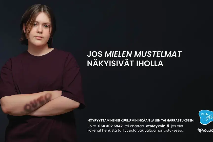 Väestöliiton Et ole yksin -kampanjan tunnuskuva.