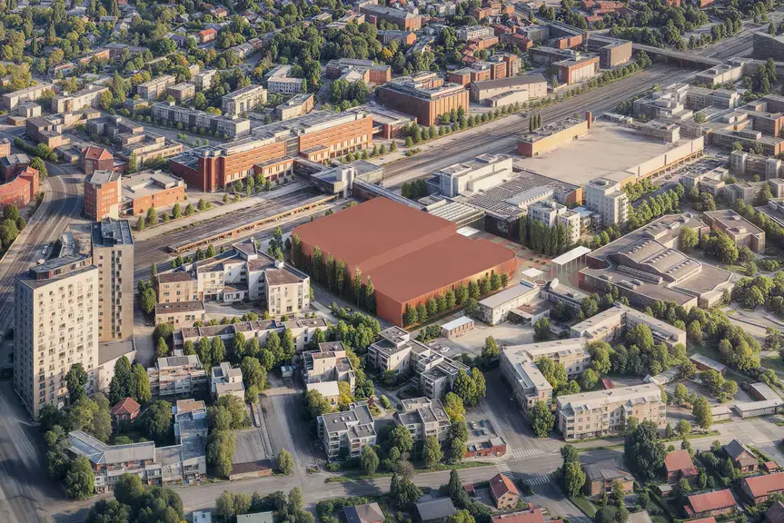 Havainnekuva Malmin Novan kauppakeskuksen laajennuksesta.