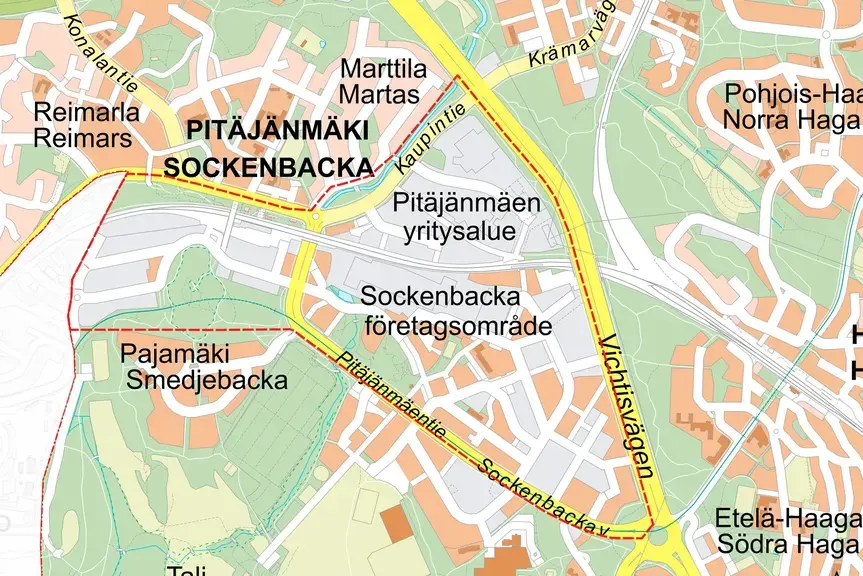 Suunnittelualue kartalla.
