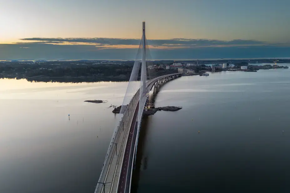 Kruunuvuori Bridge photographed from above.