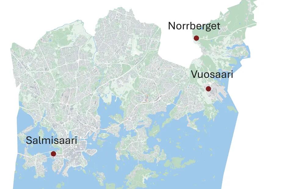 Sijainnit kartalla.