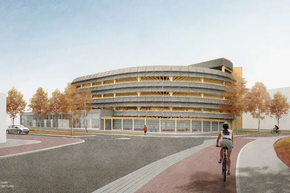Visualisering av parkeringsbyggnaden