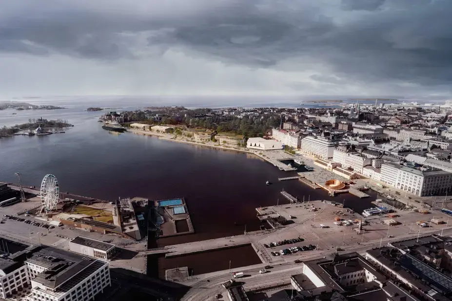 Ilmasta otettu havainnekuva Eteläsatamasta. 