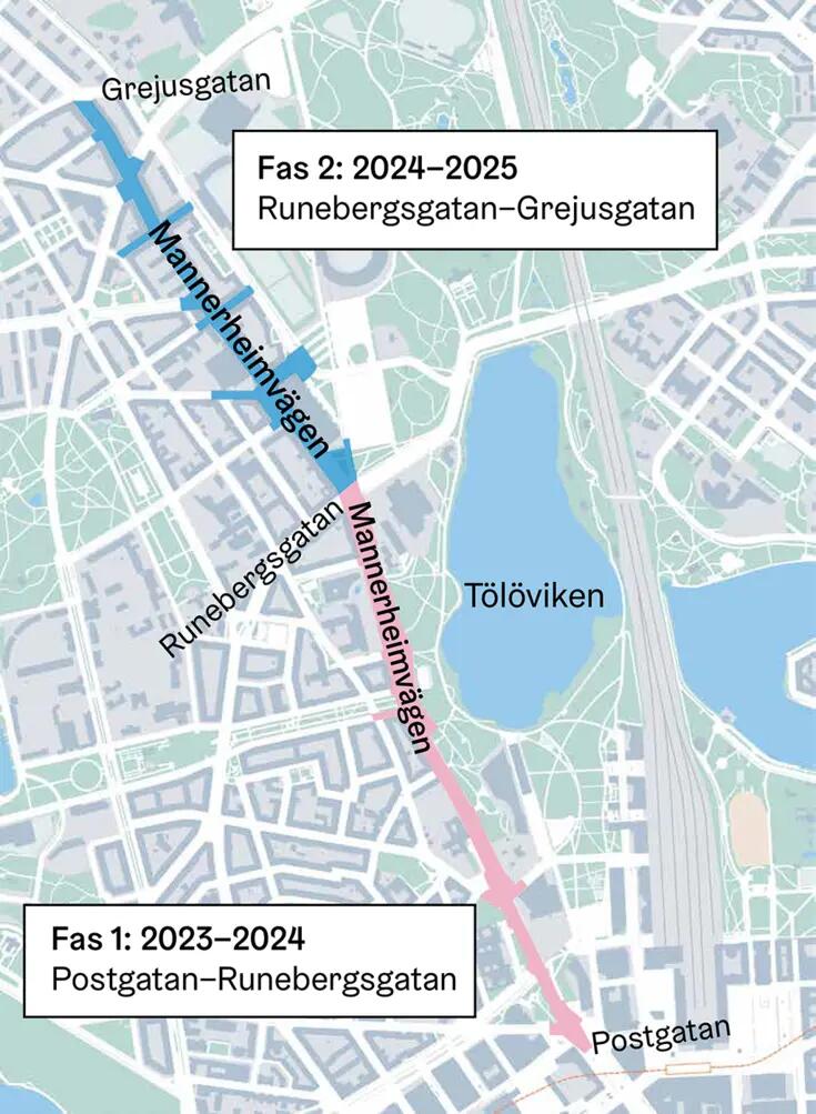 Fasningskarta över hur byggarbetsplatsen framskrider.